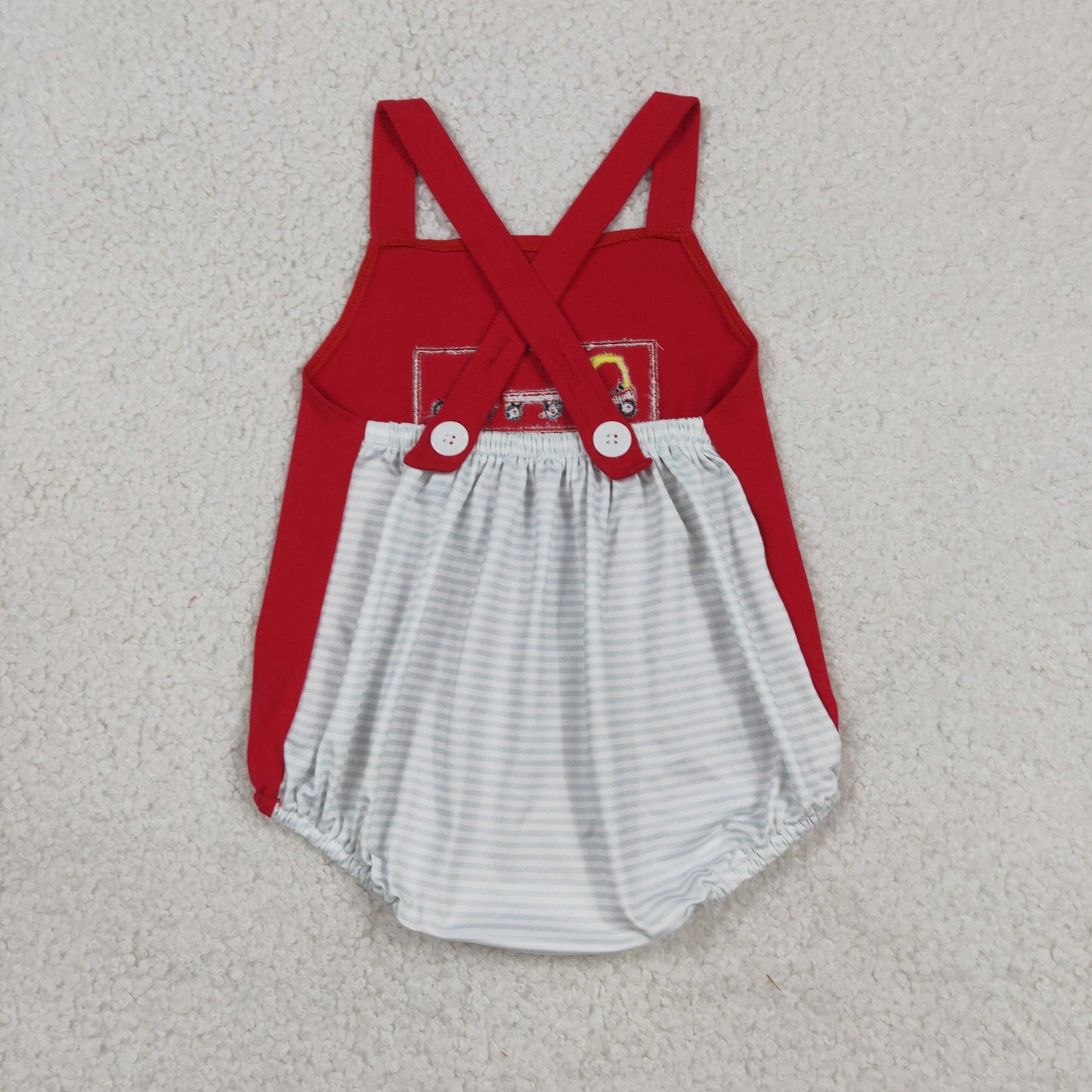 Embroidery Cars Bicycle Baby Boys Strap Rompers