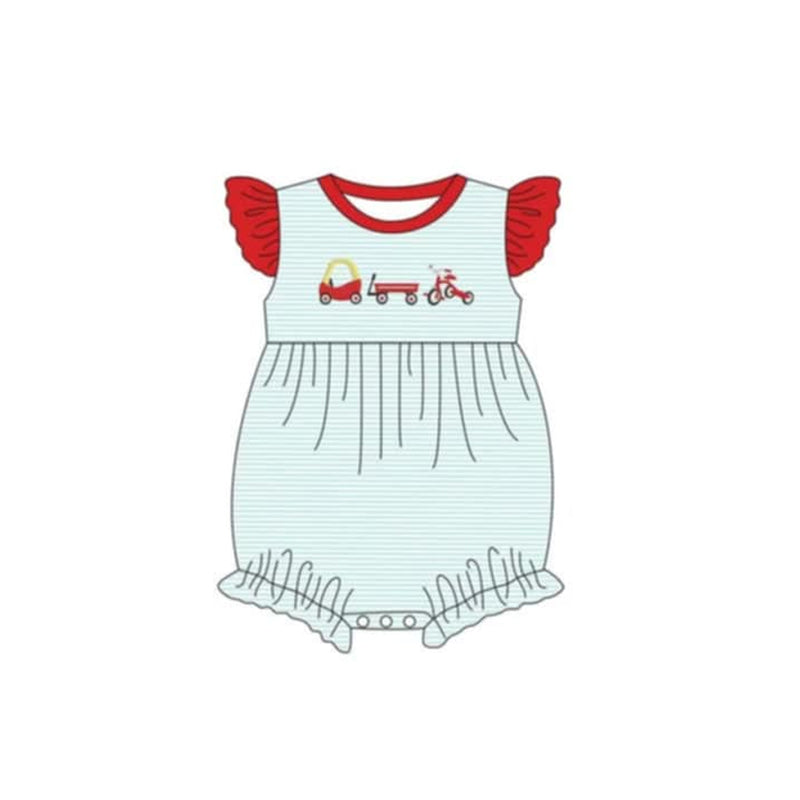 Baby Infant Girls Stripes Cars Bicycle Rompers preorder