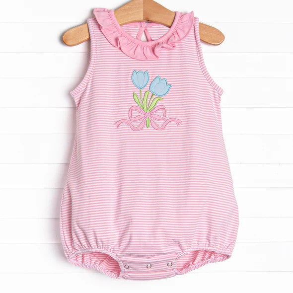 Baby Infant Girls Pink Strips Tulip Rompers preorder