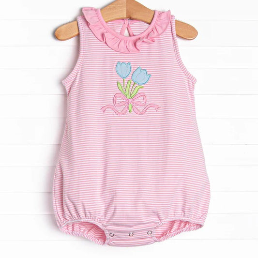 Baby Infant Girls Pink Strips Tulip Rompers preorder