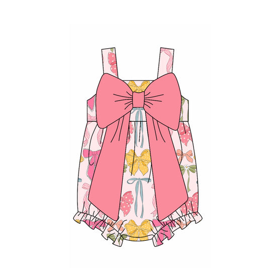 Baby Infant Girls Colorful Big Bow Straps Rompers preorder