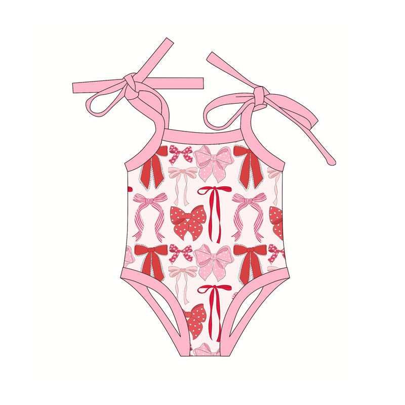 Baby Infant Girls Pink Bows Straps Rompers preorder
