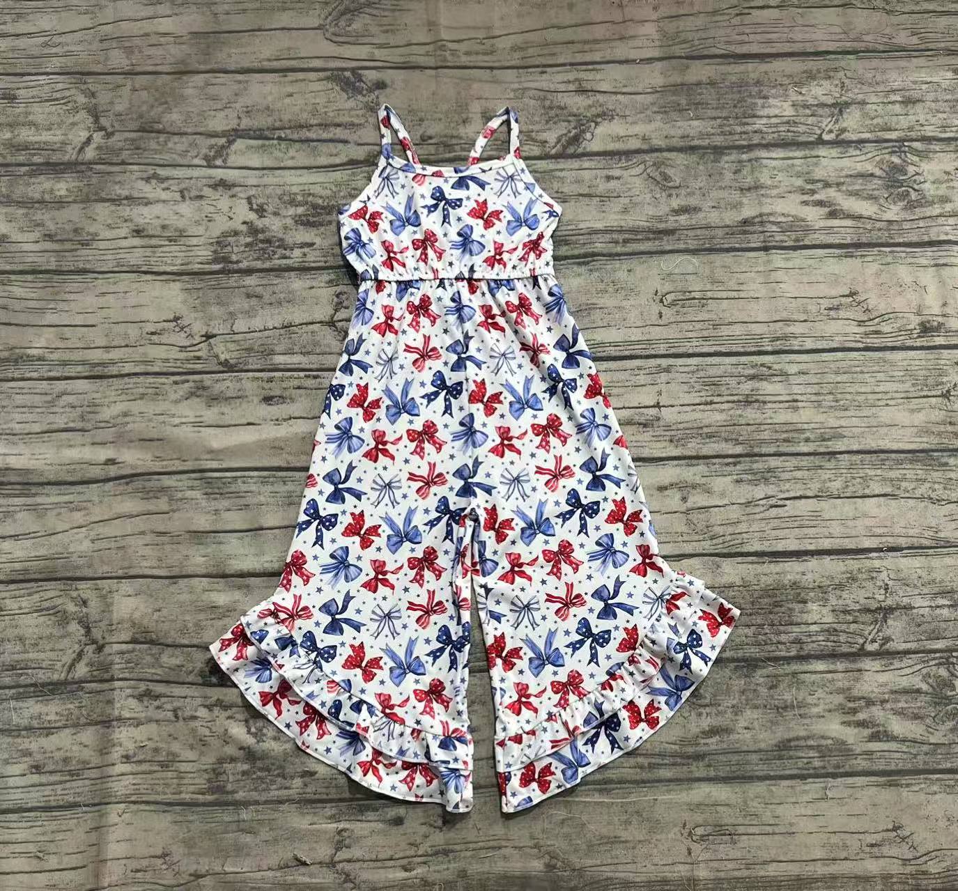Baby Girls Coquette Bows 4th Of July Straps Jumpsuits
