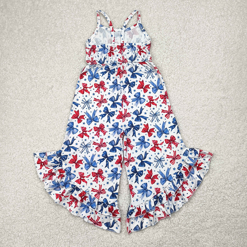 Baby Girls Coquette Bows 4th Of July Straps Jumpsuits