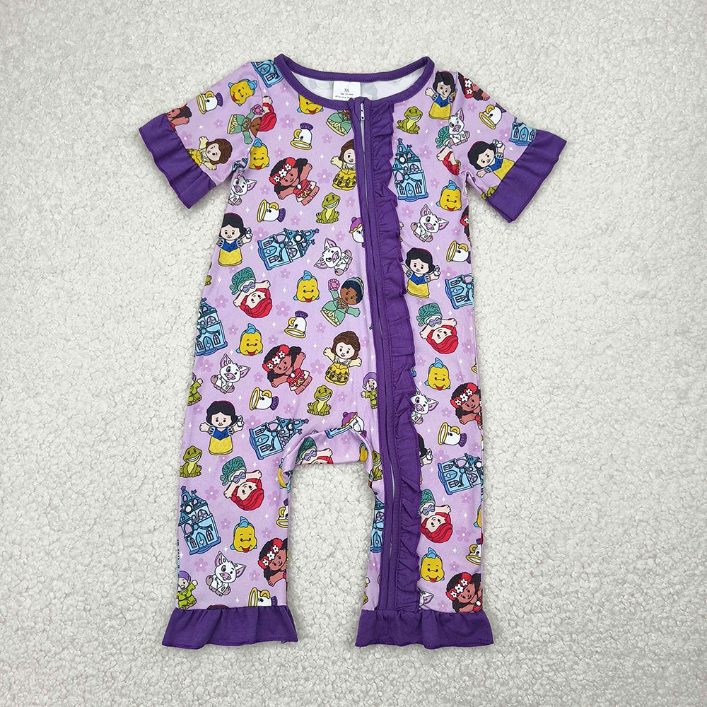 Baby Infant Girls Cartoon Princess Zip Rompers