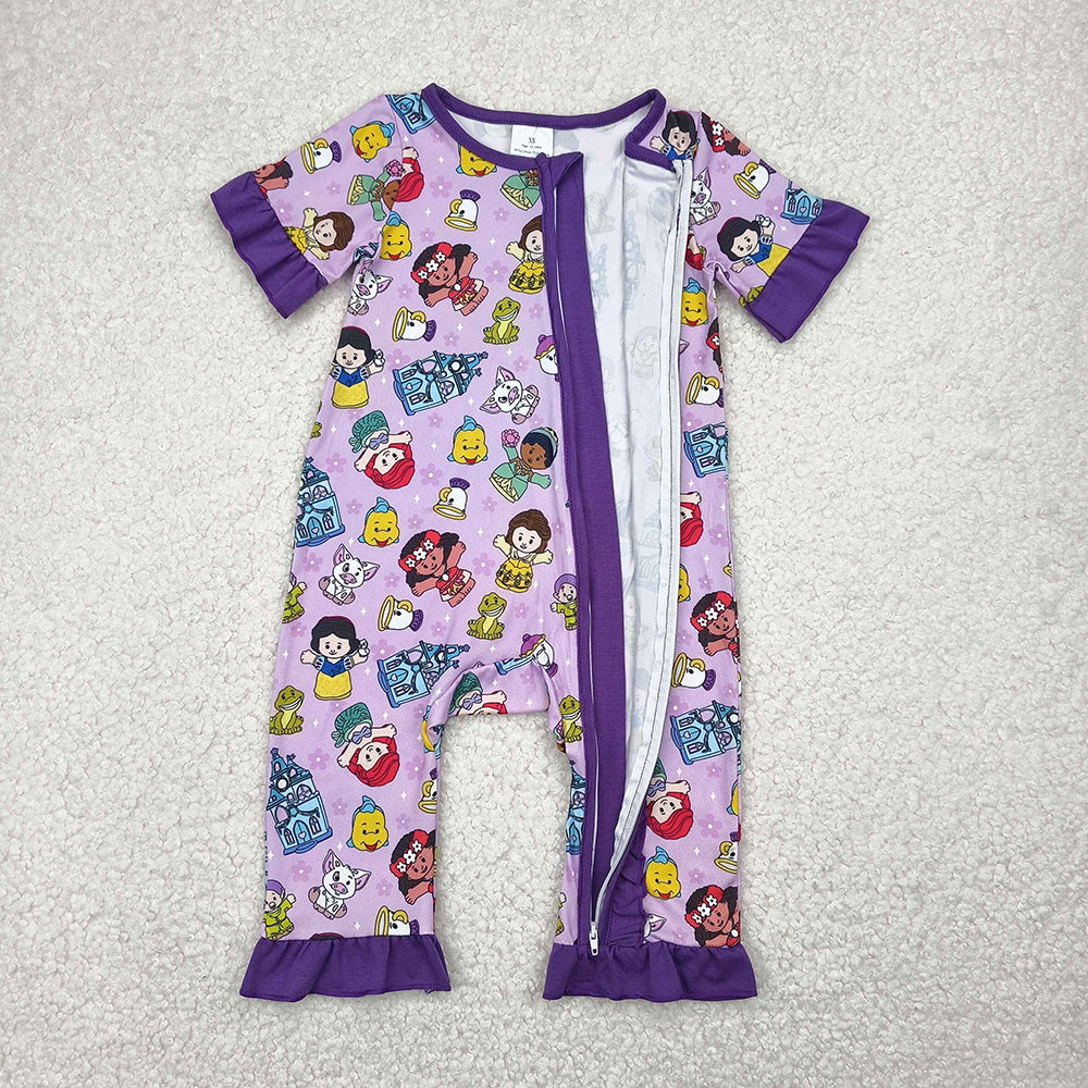 Baby Infant Girls Cartoon Princess Zip Rompers