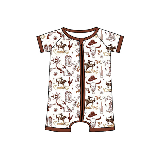 Baby Infant Boys Western Rodeo Cowboy Zip Rompers preorder