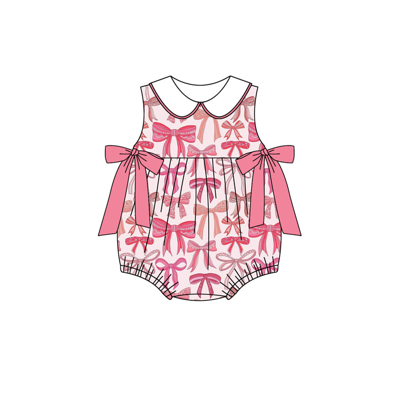 Baby Infant Girls Pink Bows Collar Rompers preorder