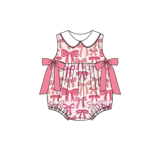 Baby Infant Girls Pink Bows Collar Rompers preorder