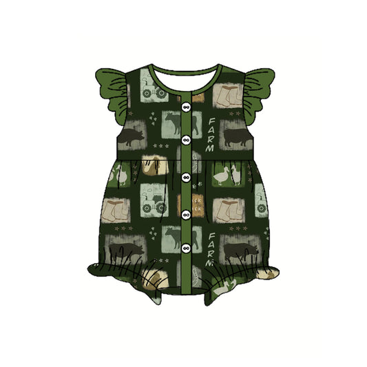 Baby Infant Girls Western Cow Boots Ruffles Rompers preorder