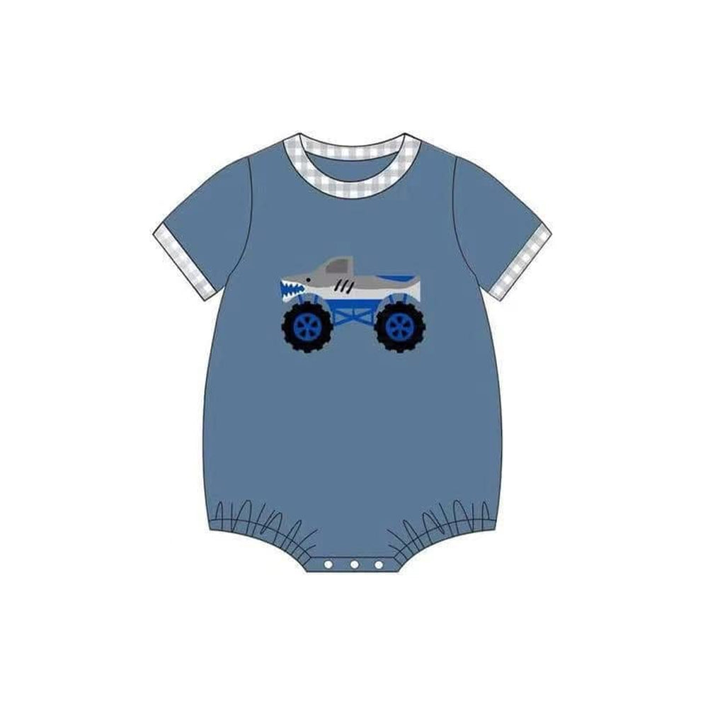 Baby Infant Boys Hot Blue Short Sleeves Shark Cars Rompers Preorder