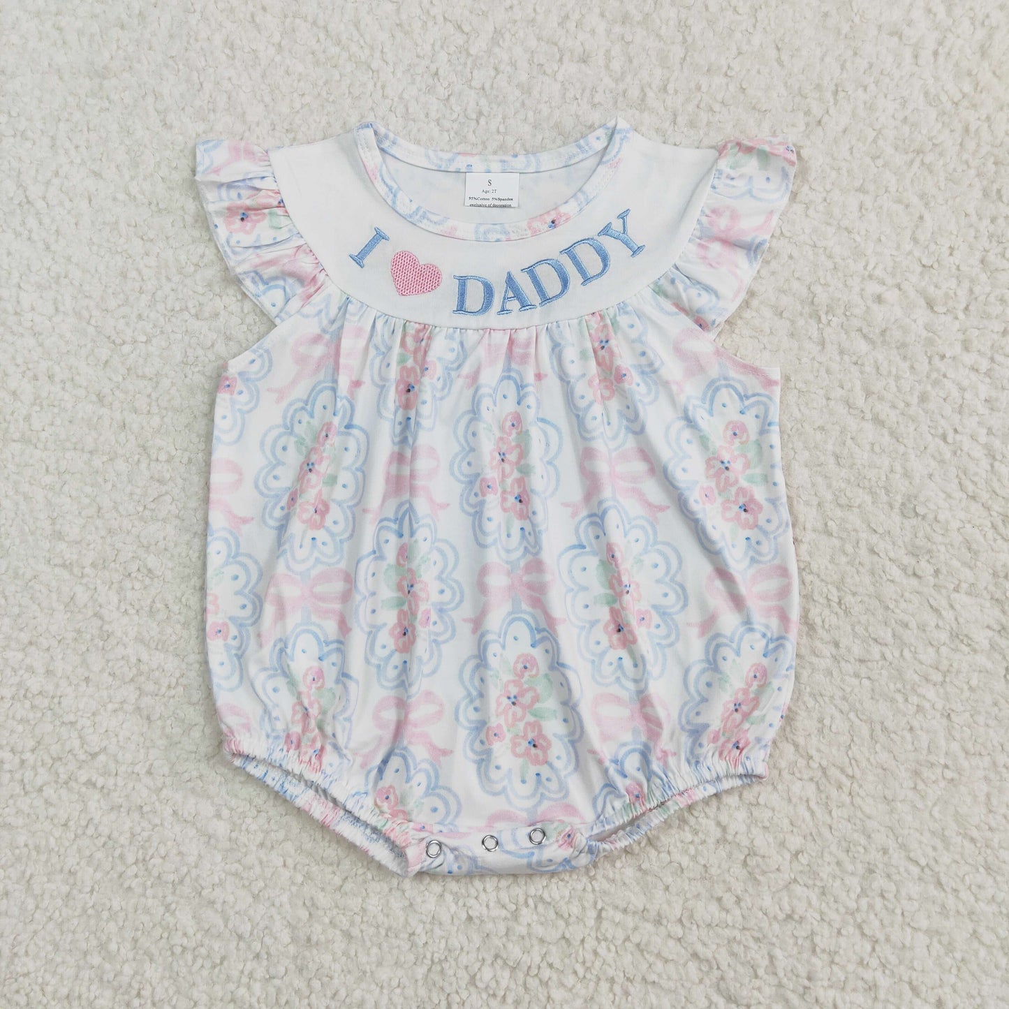 Sibling Embroidery Baby Kids I LOVE DADDY Top Shorts Clothes Sets