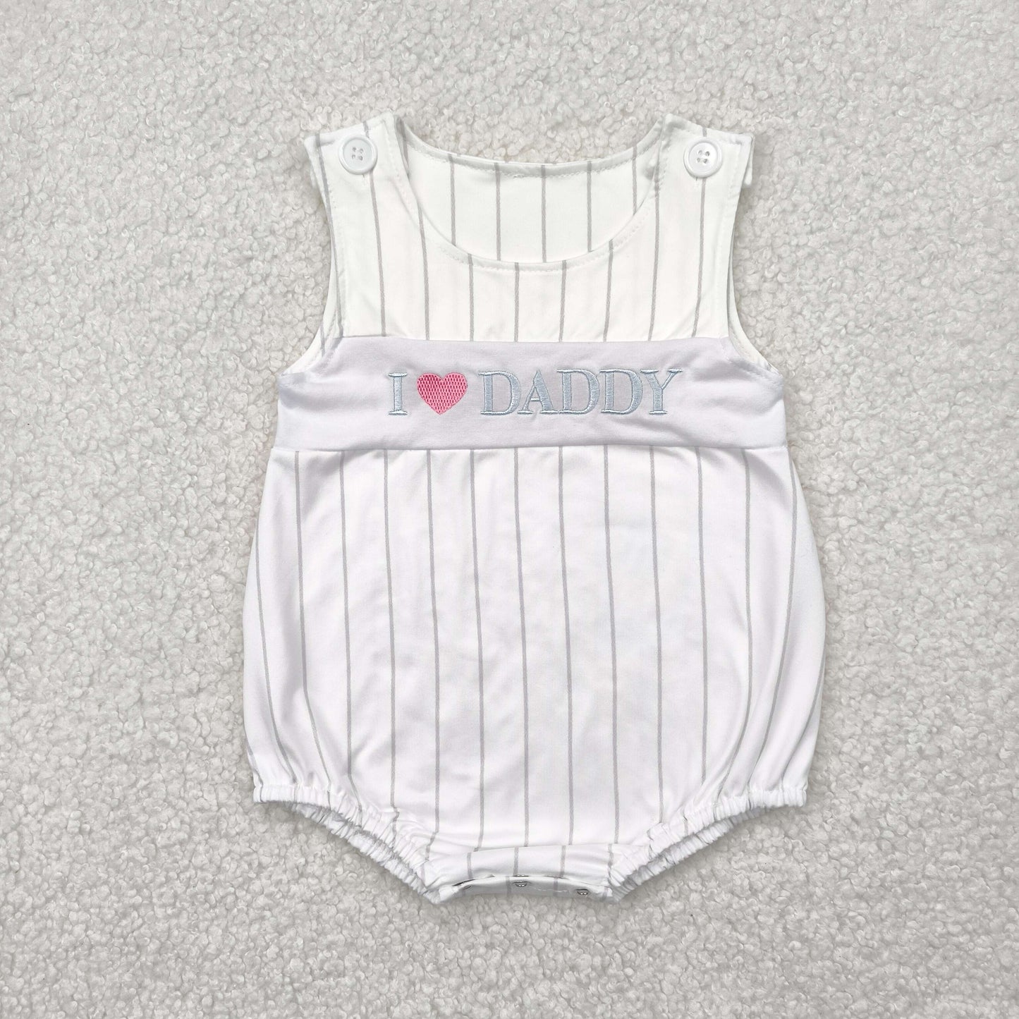 Sibling Embroidery Baby Kids I LOVE DADDY Top Shorts Clothes Sets