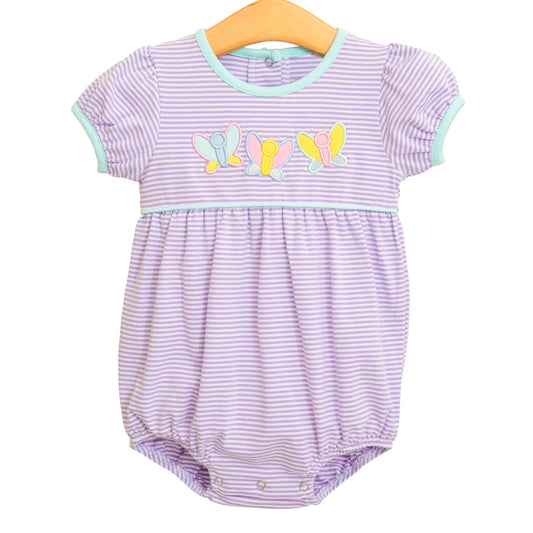 Preorder moq 5 Baby Infant Girls Lavender Short Ruffle Sleeves Butterfly Ruffle Rompers