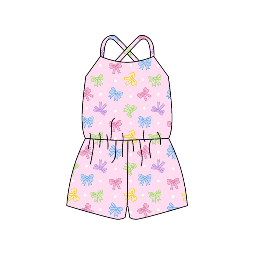 Baby Girls Pink Strap Colorful Bows Jumpsuits Preorder