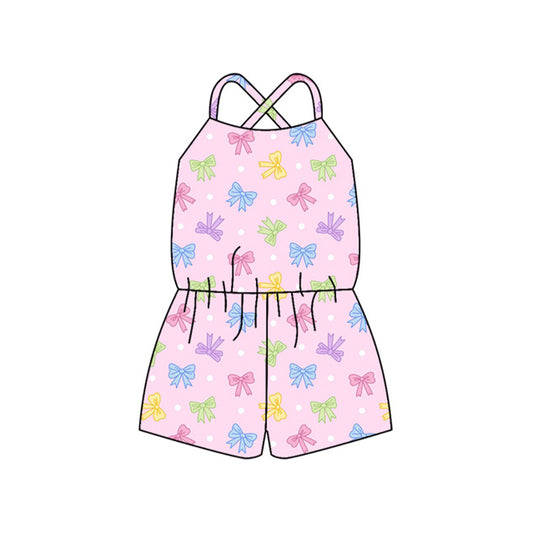 Baby Girls Pink Strap Colorful Bows Jumpsuits Preorder