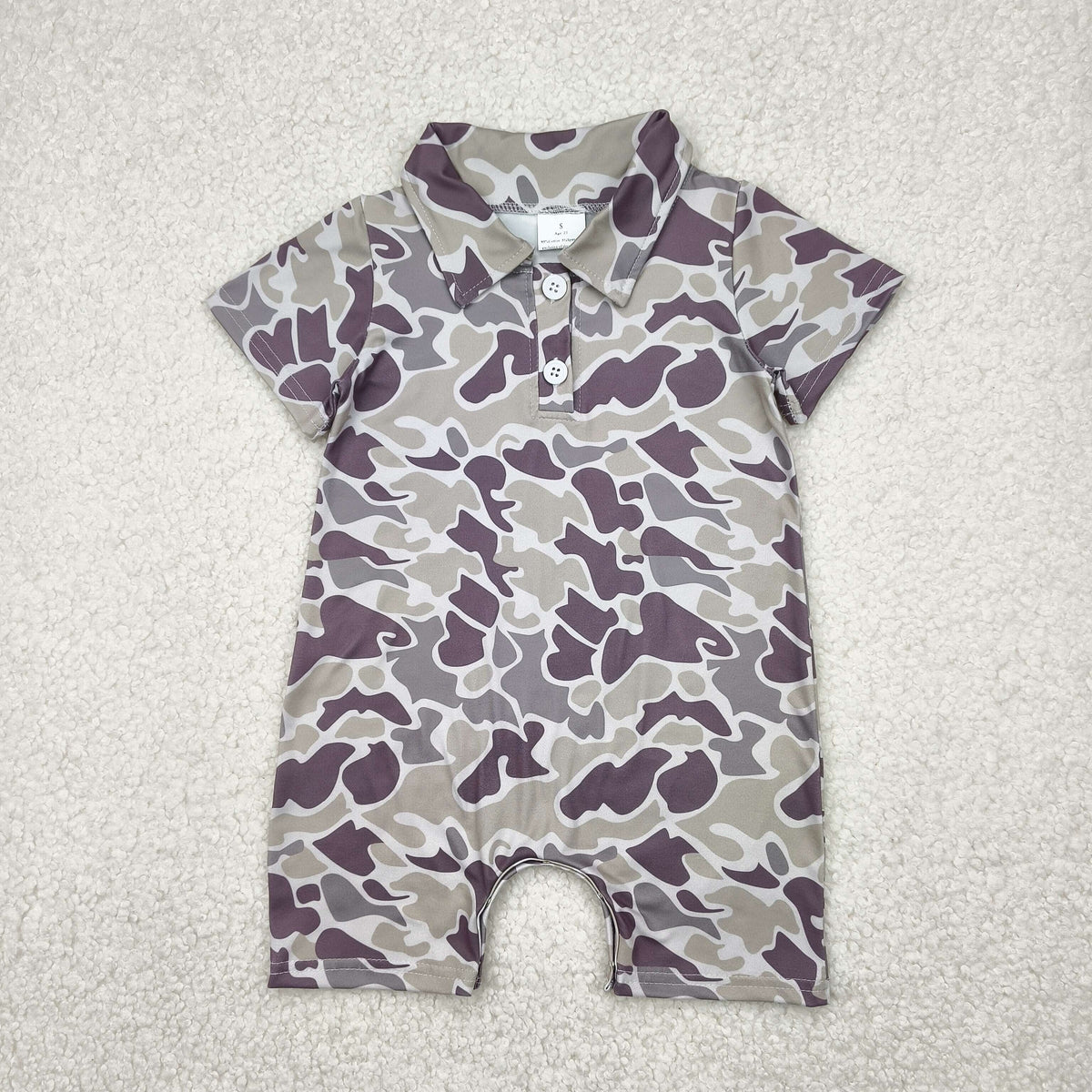 Sibling Baby Boys Short Sleeves Ducks Fishing Camo Hunting Button Rompers