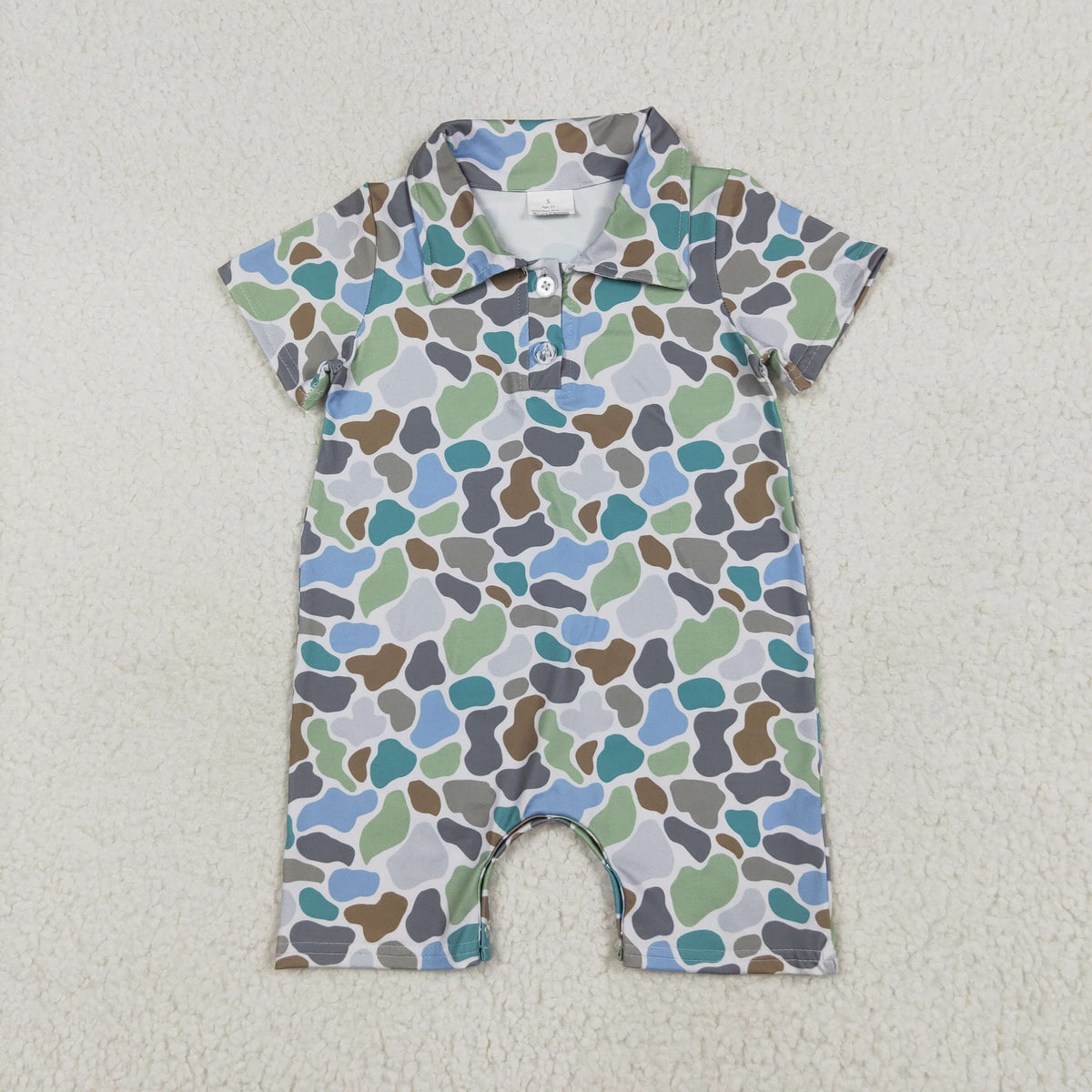 Sibling Baby Boys Short Sleeves Ducks Fishing Camo Hunting Button Rompers