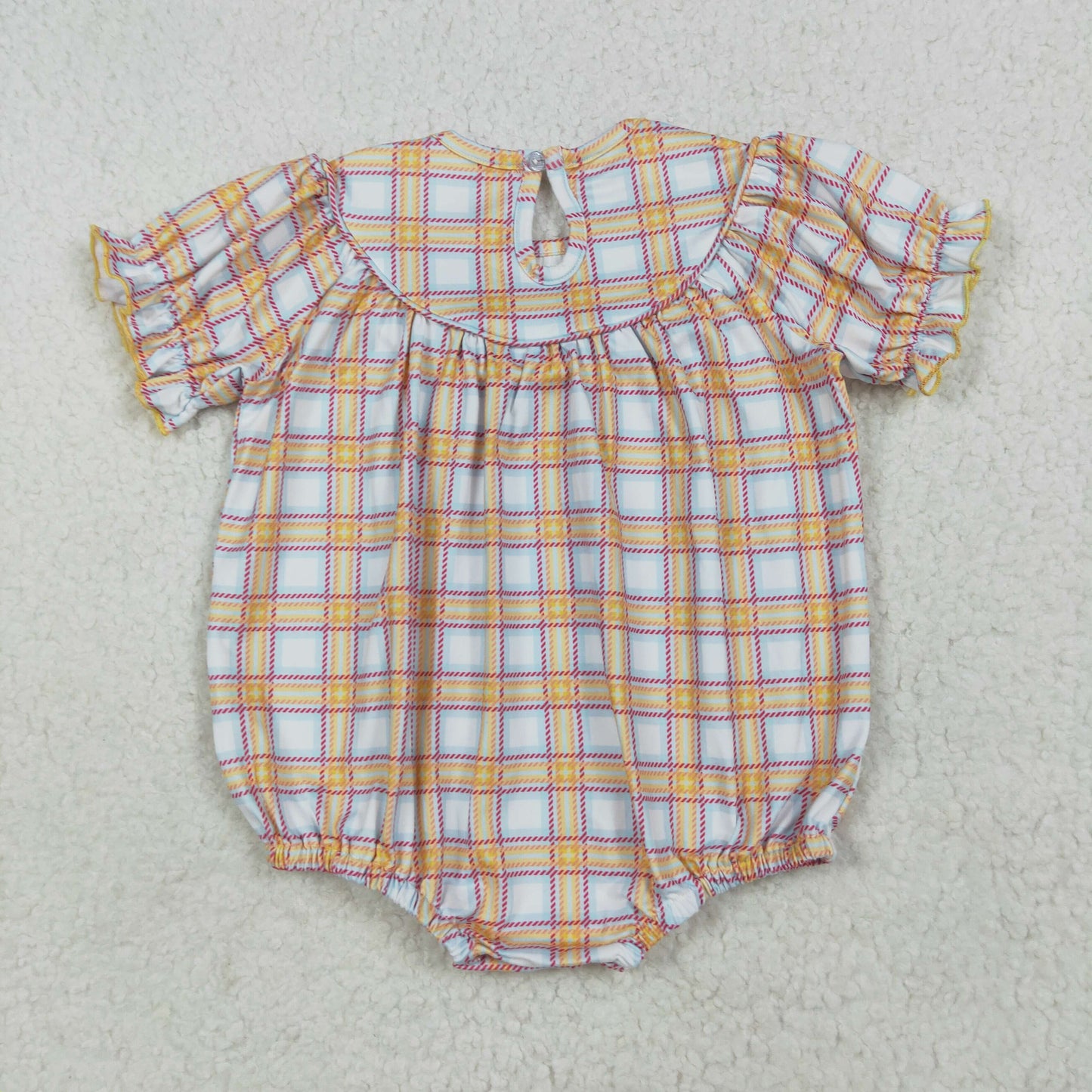 Baby Infant Girls Fall Plaid Cows Farm Smocked Rompers