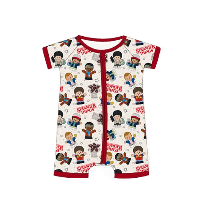 Baby Infant Boys Red Short Sleeves Stranger Things Zipper Rompers Preorder