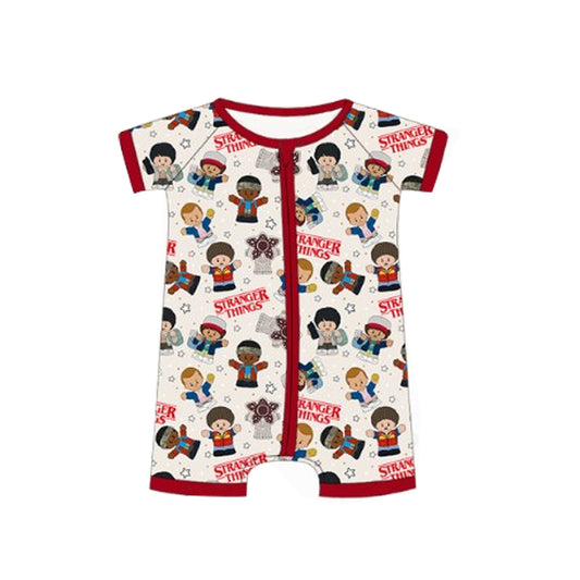 Baby Infant Boys Red Short Sleeves Stranger Things Zipper Rompers Preorder