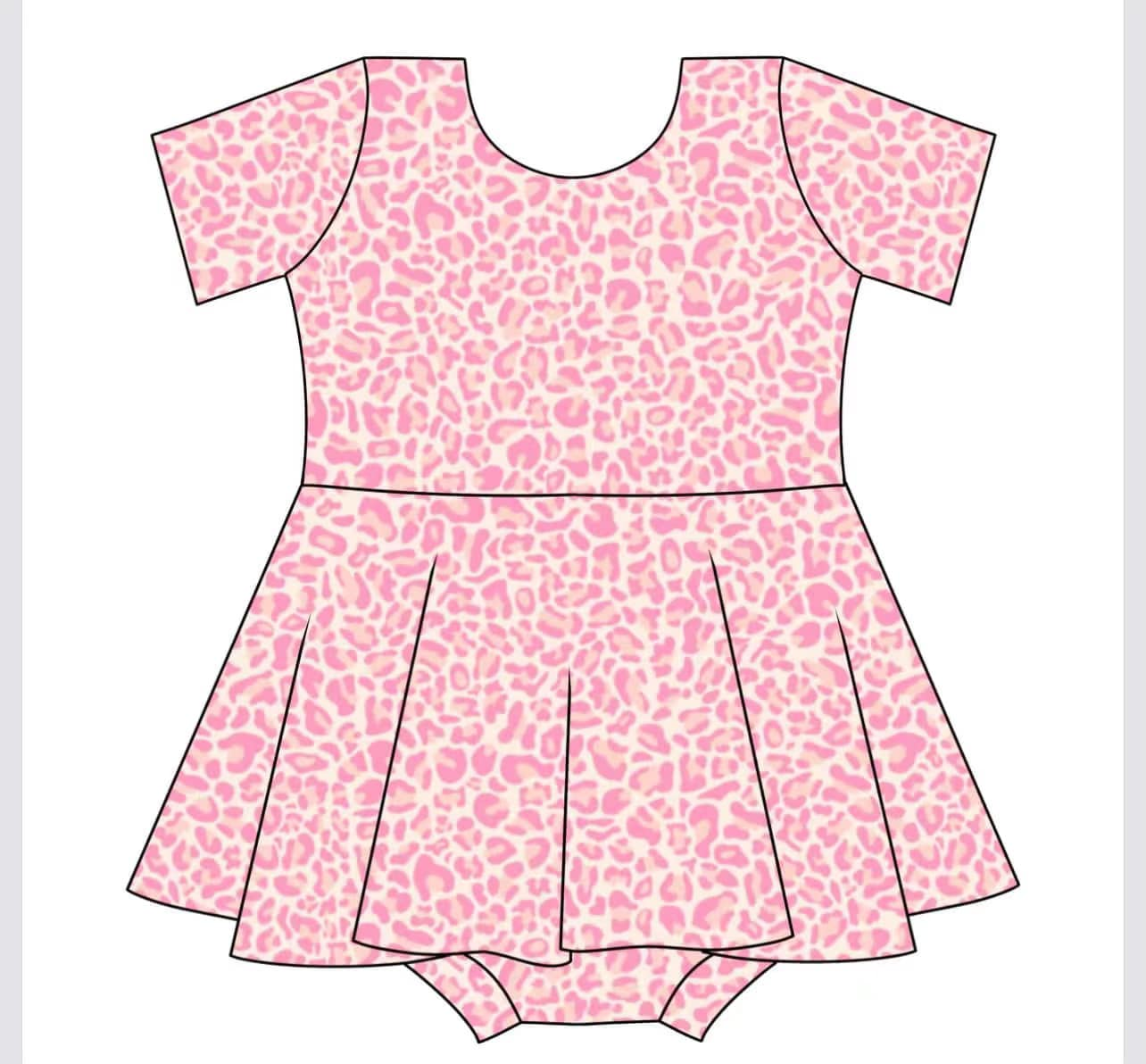 Baby Infant Girls Short Sleeves Pink Leopard Dress Skort Rompers Preorder