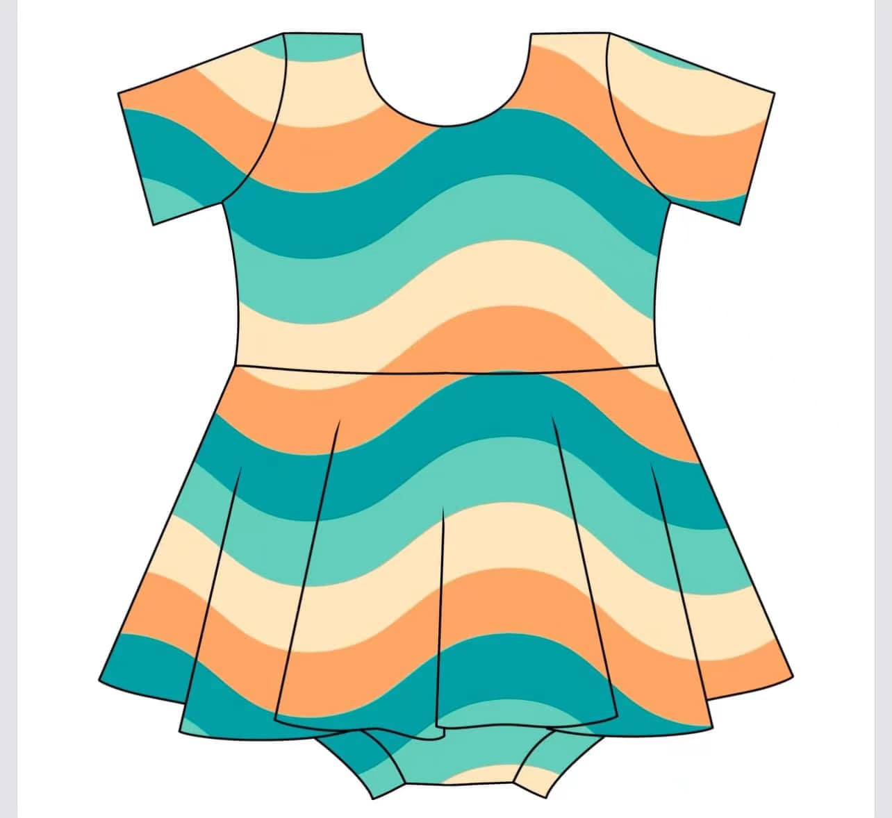 Baby Infant Girls Short Sleeves Colorful Stripes Dress Skort Rompers Preorder