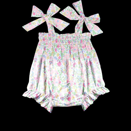 Baby Infant Girls Strap Pink Flowers Ruffle Rompers Preorder