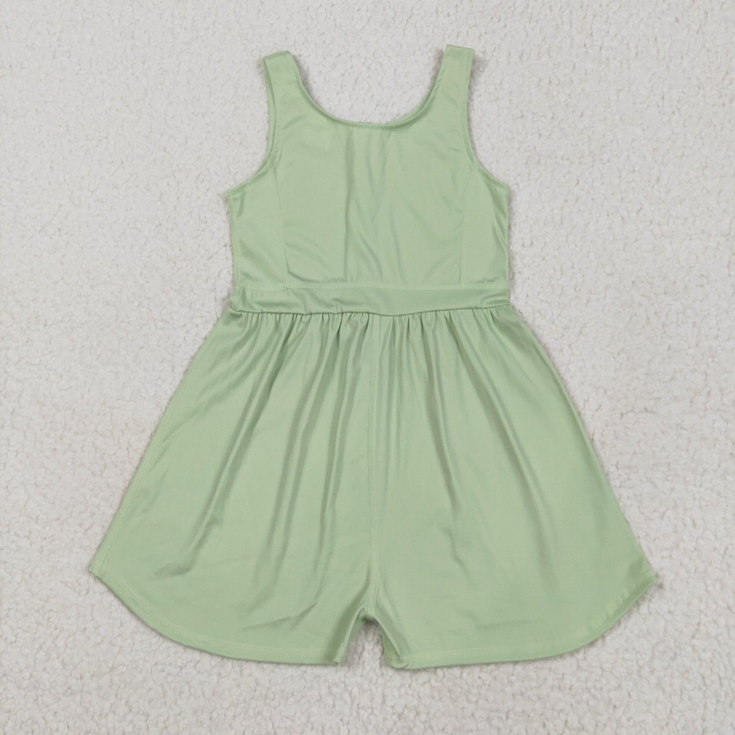 Baby Girls Light Green Sleeveless Yoga Jumpsuits