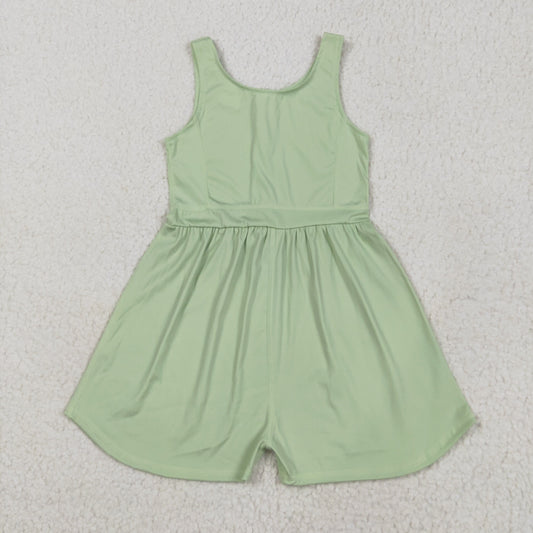 Baby Girls Light Green Sleeveless Yoga Jumpsuits