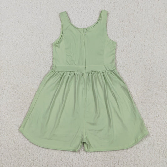 Baby Girls Light Green Sleeveless Yoga Jumpsuits