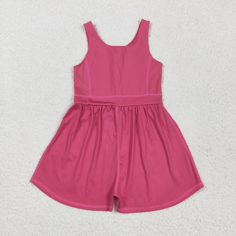 Baby Girls Hot Pink Sleeveless Yoga Jumpsuits