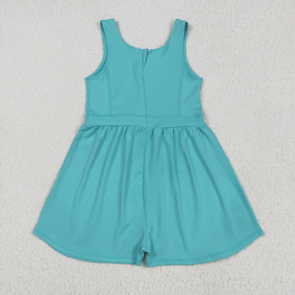Baby Girls Aqua Sleeveless Yoga Jumpsuits