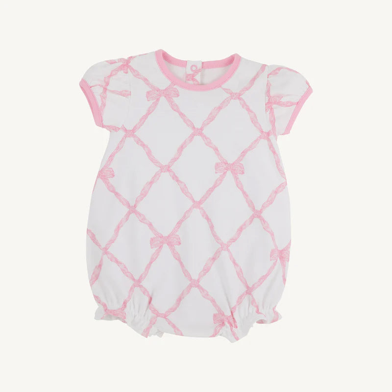 Preorder moq 5 Baby Girls Short Ruffle Sleeves Peach Bows Plaid Ruffle Rompers