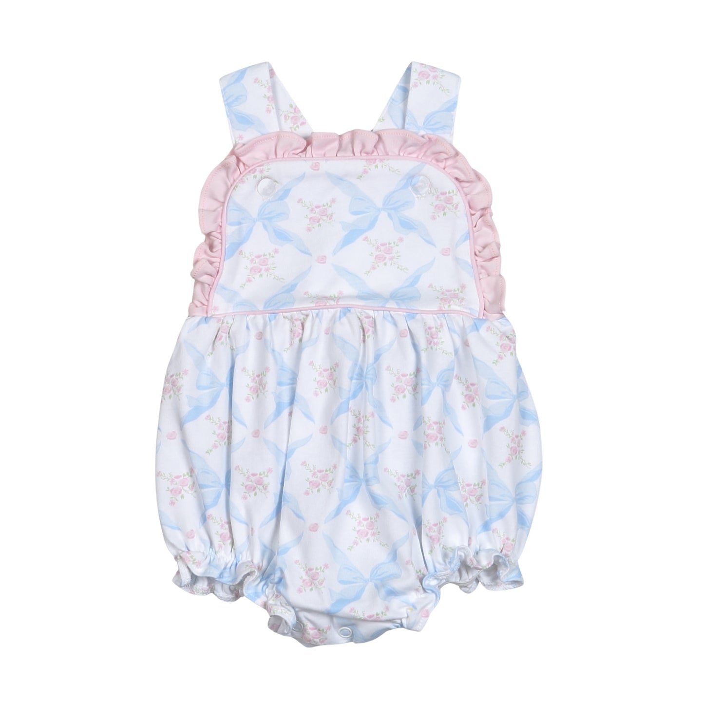 Preorder moq 5 Baby Girls Strap Bows Floral Ruffle Rompers