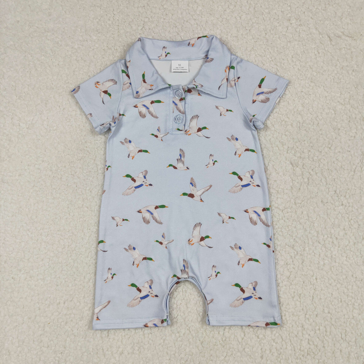 Sibling Baby Boys Short Sleeves Ducks Fishing Camo Hunting Button Rompers
