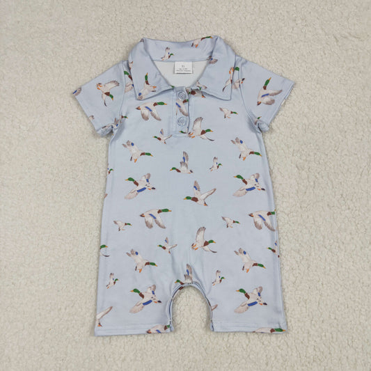 USA Shop Baby Boys Short Sleeve Ducks Plaid Hunting Button Rompers