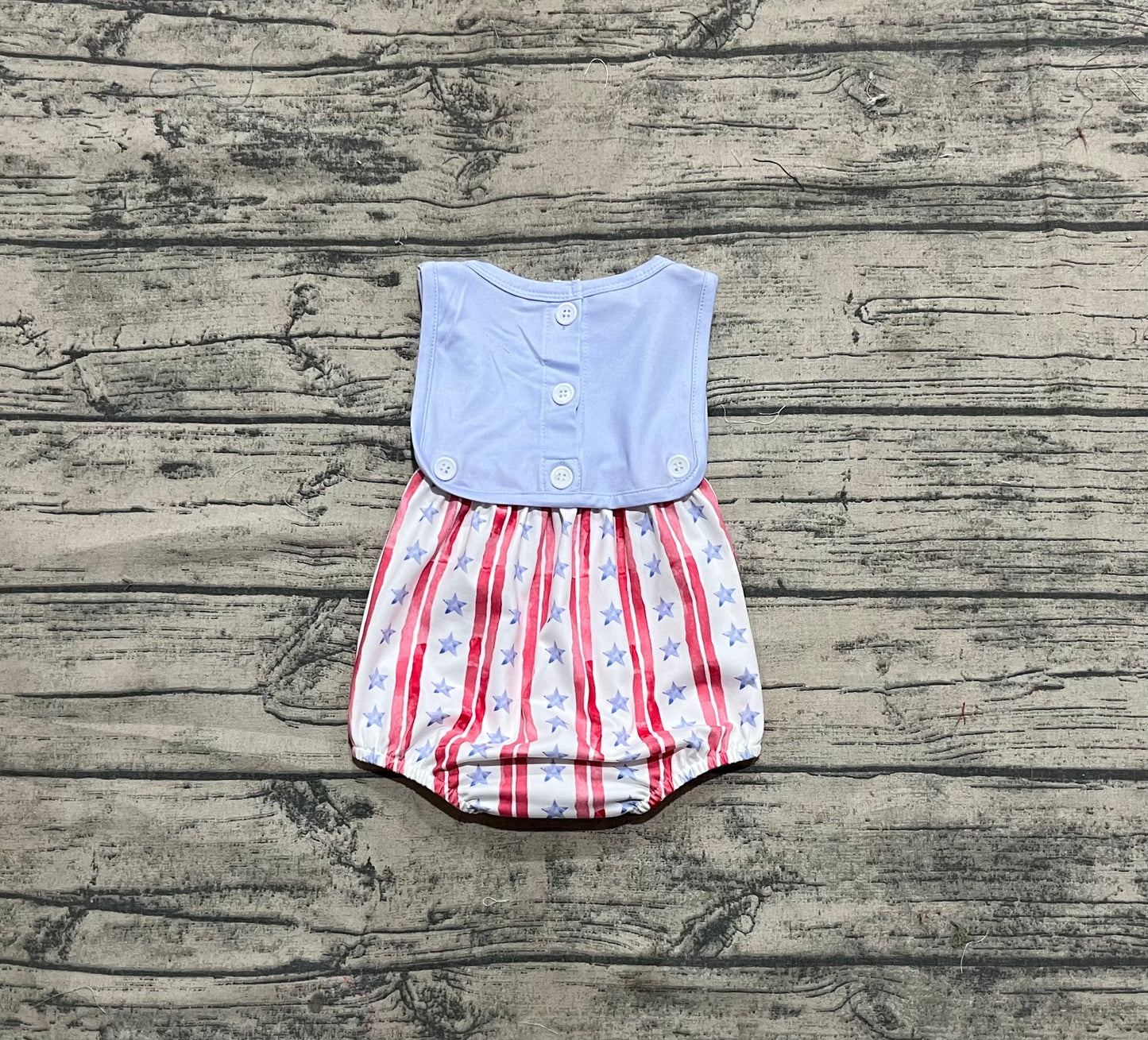 Baby Boys Sleeveless Flags Red Stripe Stars 4th Of July Rompers