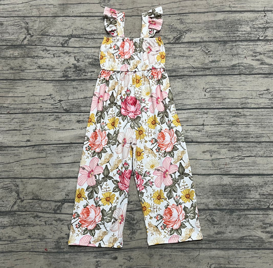 Baby Girls Flutter Sleeves Flowers Bell Jumpsuits