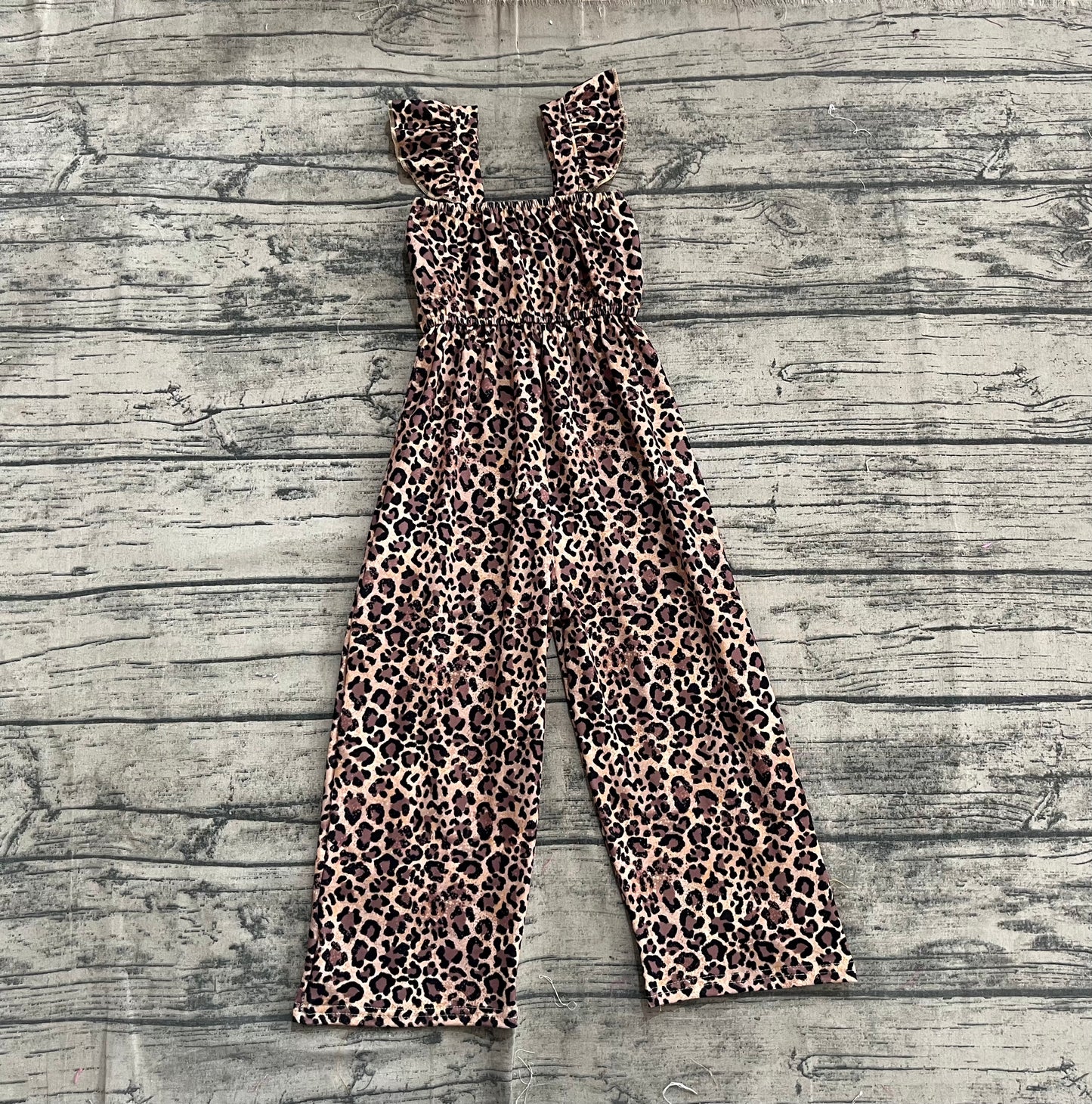 Baby Girls Flutter Sleeves Leopard Bell Jumpsuits