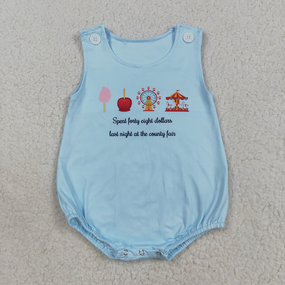 Baby Boys Blue Sleeveless Park Rompers