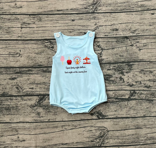 Baby Boys Blue Sleeveless Park Rompers