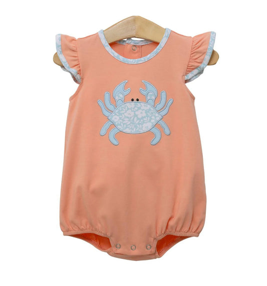 Baby Girls Flutter Sleeves Crab Ruffle Rompers Preorder