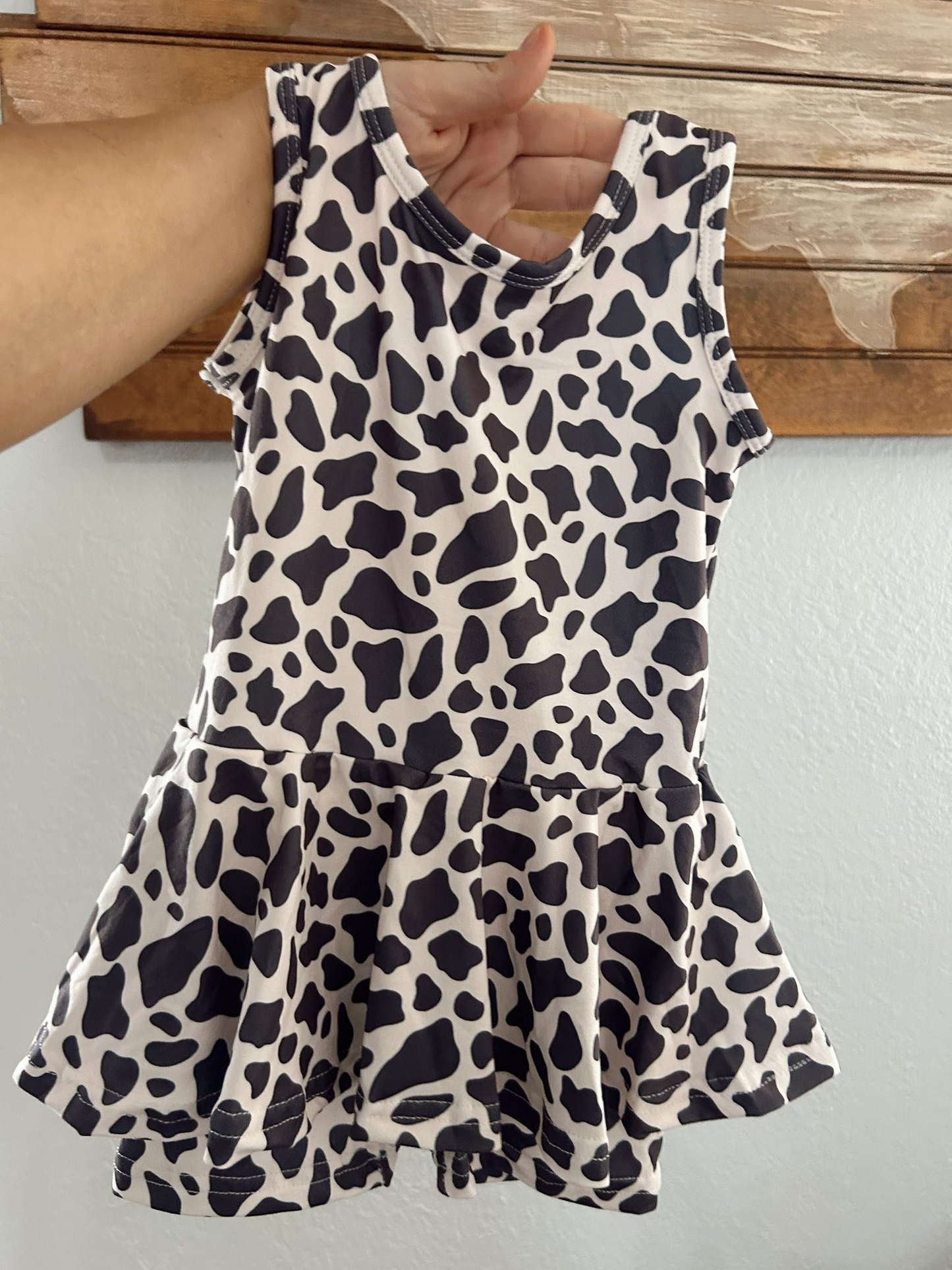 Baby Girls Sleeveless Cow Print Skort Jumpsuits Preorder