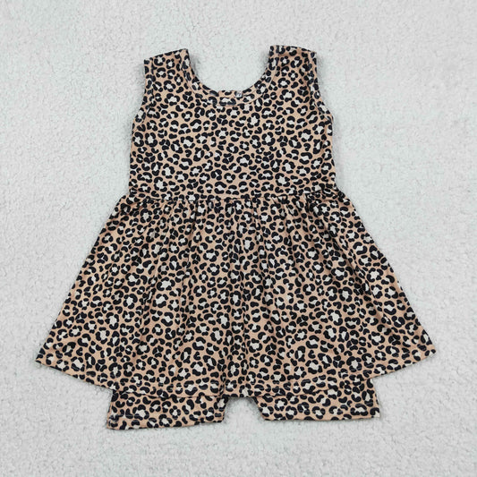 Baby Girls Sleeveless Leopard Tunic Short Jumpsuits Rompers