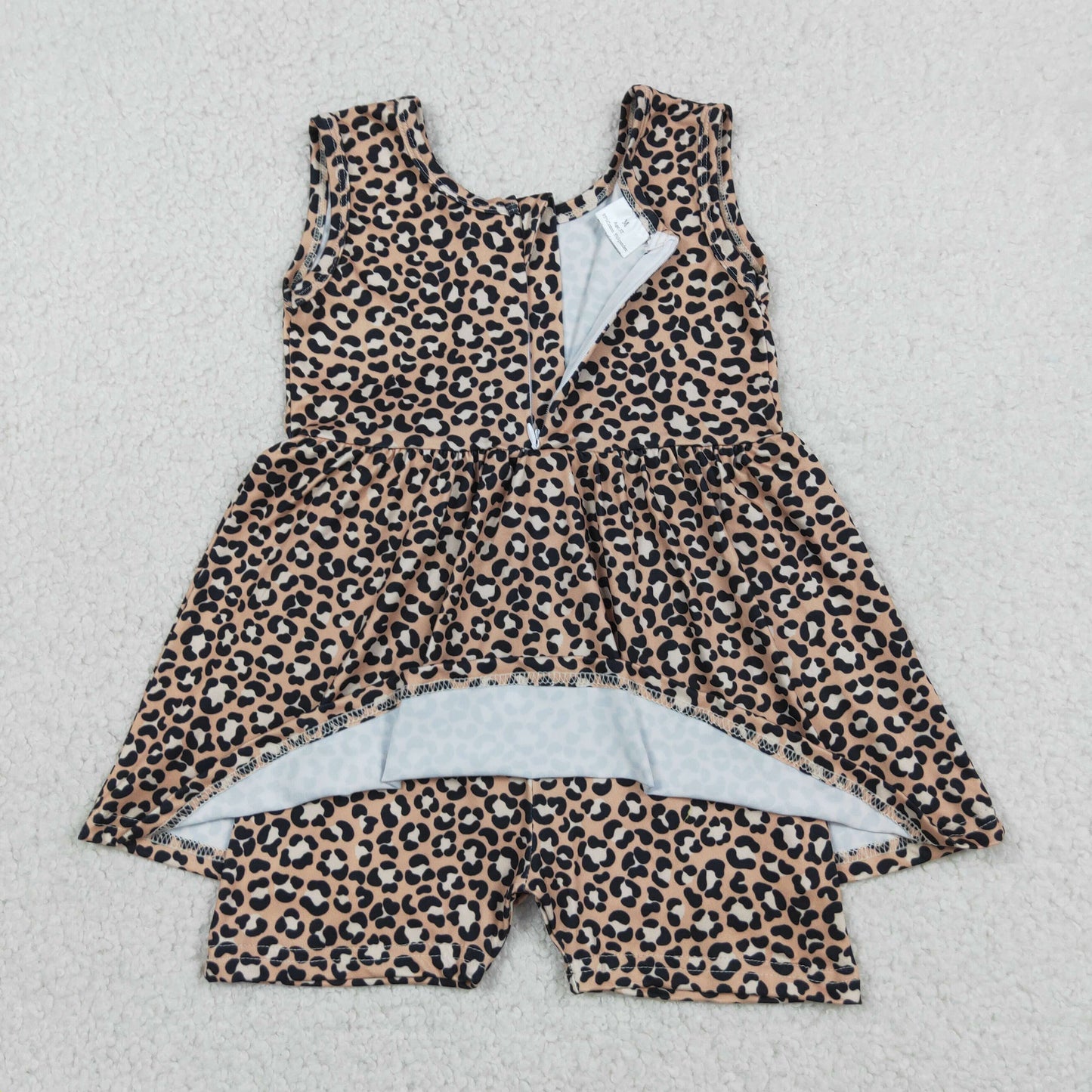 Baby Girls Sleeveless Leopard Tunic Short Jumpsuits Rompers