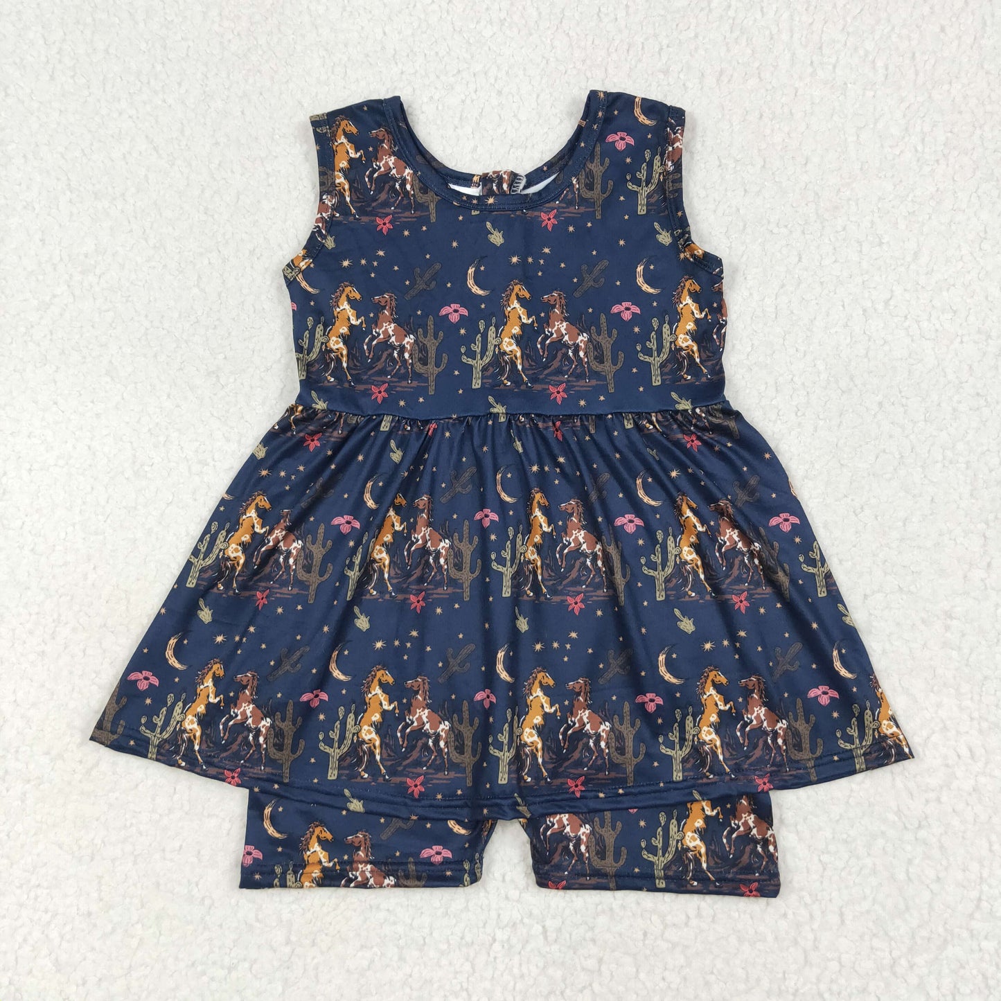 Sibling Baby Girls Sleeveless Back Zip Short Tunic Western Jumpsuits