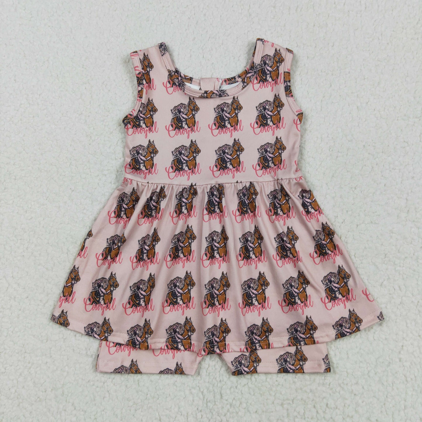 Sibling Baby Girls Sleeveless Back Zip Short Tunic Western Jumpsuits