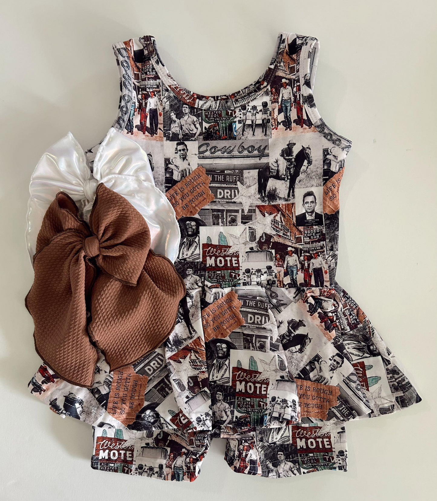 Baby Girls Sleeveless Horses Rodeos Cowboy Skort Jumpsuits Preorder