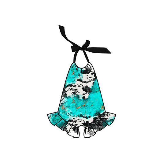 Baby Girls Black Strap Cow Print One Piece Swimsuits Preorder